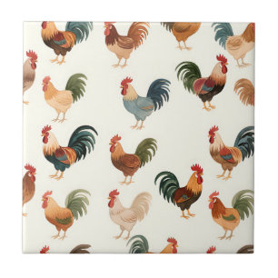 Carreau Motif Coq Vintage Style Ferme Ancienne