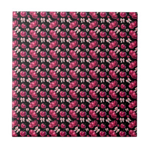 Carreau Motif Coquette Cerise Ruban Rose