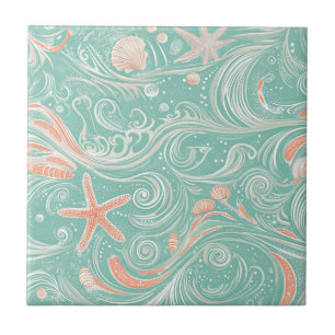 Carreau Motif Coquillages et Vagues Océaniques (4)