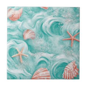 Carreau Motif Coquillages et Vagues Océaniques (5)