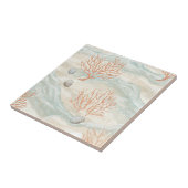 Carreau Motif corail côtier à l'aquarelle Boho Luxe (3) (Côté)