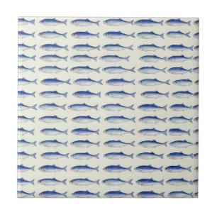 Carreau Motif côtier minimal horizontal Sardines bleues