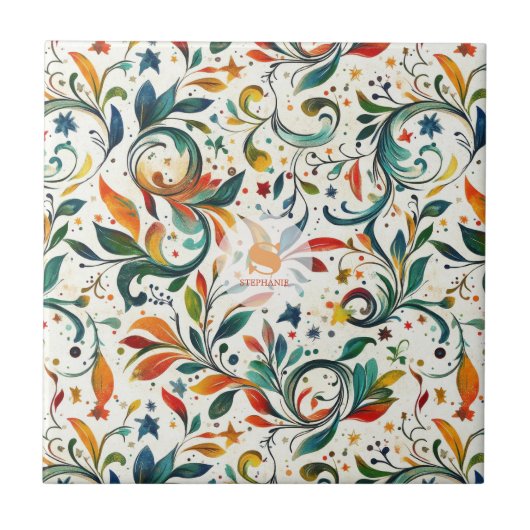 Carreau Motif couleur Paisley d'inspiration vintage (Devant)