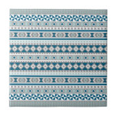 Carreau Motif couvrant tribal vert-bleu et gris (Devant)