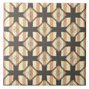 Carreau Motif croisé rayé rose, brun, crème et bronze