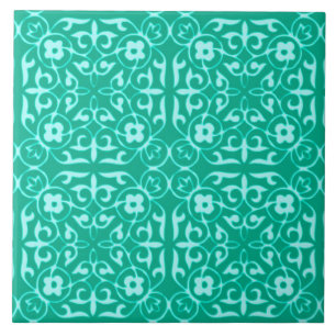 Carreau Motif Damas médiéval, turquoise et aqua