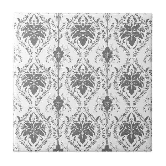 Carreau Motif Damask blanc et gris (Devant)