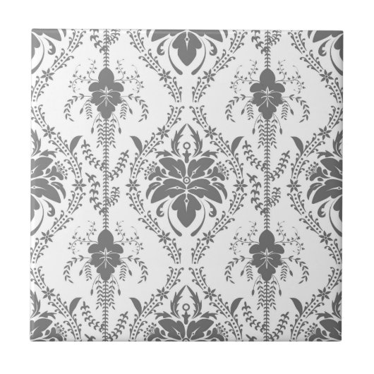 Carreau Motif Damask blanc et gris (Devant)