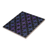 Carreau Motif damassé double noir bleu violet (Côté)