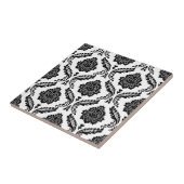 Carreau Motif Damassé Rococo Noir sur Blanc (Côté)