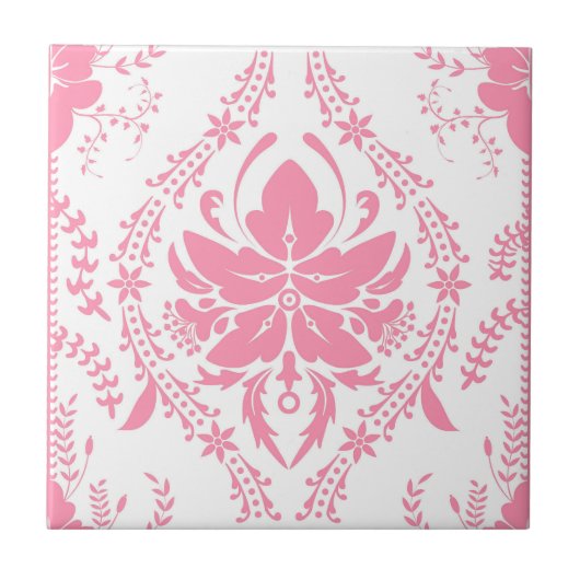 Carreau motif damassé rose blanc (Devant)