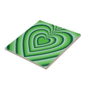 Carreau Motif d'amour du coeur hypnotique vert (Côté)
