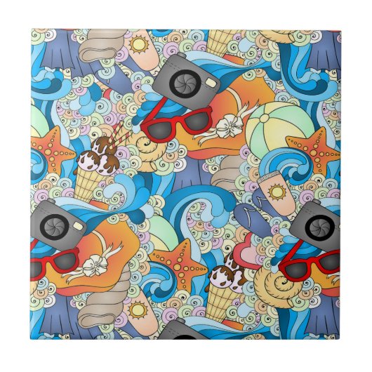 Carreau Motif d'amusement d'été (Devant)
