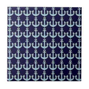 Carreau motif d'ancre nautique de bateau bleu