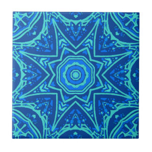 Carreau Motif d'aquarelle Abstrait - Denim Blue