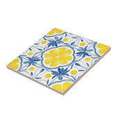 Carreau Motif d'aquarelle bleu et jaune méditerranéen (Côté)