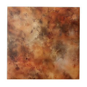 Carreau Motif d'aquarelle de ton terrestre