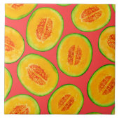 Carreau Motif d'aquarelle de tranches de melon (Devant)