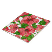 Carreau Motif d'aquarelle d'hibiscus rouge (Côté)
