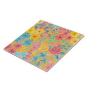 Carreau Motif d'aquarelle florale en jaune (Côté)