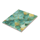 Carreau Motif d'aquarelle Gold Aqua Mermaid (Côté)