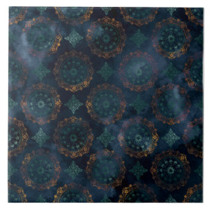 Carreau Motif d'aquarelle Patina Damask en cuivre