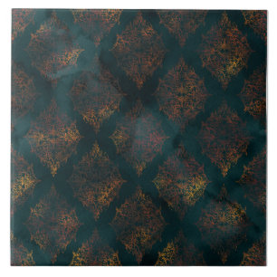 Carreau Motif d'aquarelle Patina Damask en cuivre