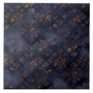 Carreau Motif d'aquarelle Patina Damask en cuivre