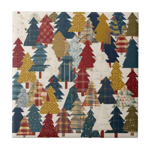 Carreau Motif d'arbre de Noël en patchwork festif (2) (Devant)