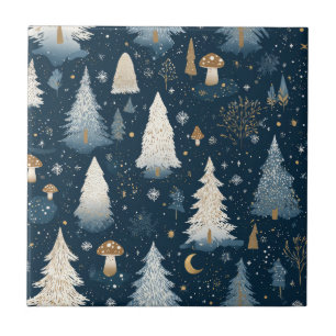 Carreau Motif d'arbre de pin de forêt hivernale de Noël