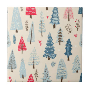 Carreau Motif d'arbre forestier scandinave minimaliste