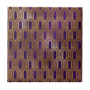 Carreau Motif d'arche scintillant or violet Art Déco