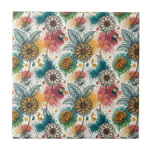 Carreau Motif d'art à éclaboussures de peinture de tournes