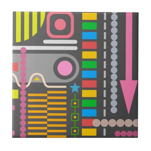 Carreau Motif d'art abstrait coloré (Devant)