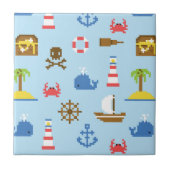 Carreau Motif d'art de mer de pixel (Devant)