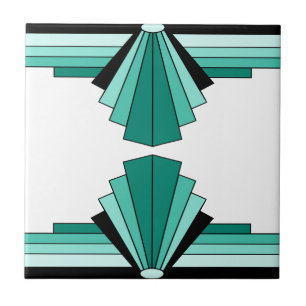 Carreau Motif d'art déco en verts