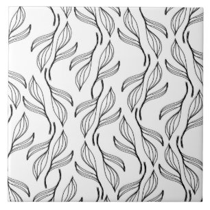 Carreau Motif d'art Feuille en noir et blanc