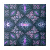 Carreau motif d'art fractal 3D Turquoise violet rose (Devant)