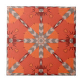 Carreau Motif d'art populaire de Bohème rouge orange gris (Devant)