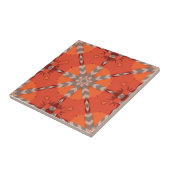 Carreau Motif d'art populaire de Bohème rouge orange gris (Côté)