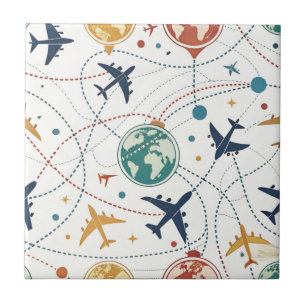 Carreau Motif d'aviation pour les voyages mondiaux (2)