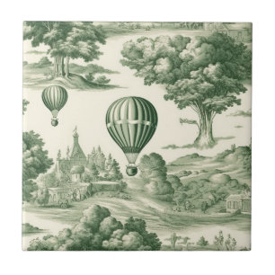 Carreau Motif de ballon en toile verte de Paris