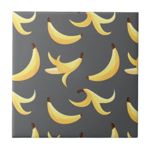 Carreau Motif de banane jaune rétro drôle éditable pour fê