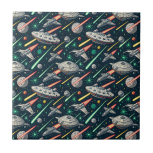 Carreau Motif de bande dessinée de bataille spatiale de va