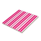 Carreau Motif de bandes verticales rose blanc (Côté)