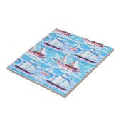 Carreau Motif de bateaux de navigation d'aquarelle (Côté)