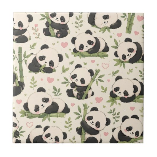 Carreau Motif de bébé panda mignon | (Devant)