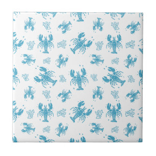 Carreau Motif de bloc imprimé nautique de homard rustique