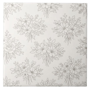 Carreau Motif de bouquet en ligne botanique