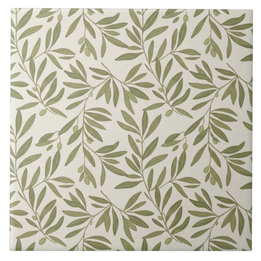 Carreau Motif de branche d'olive minimal (Devant)